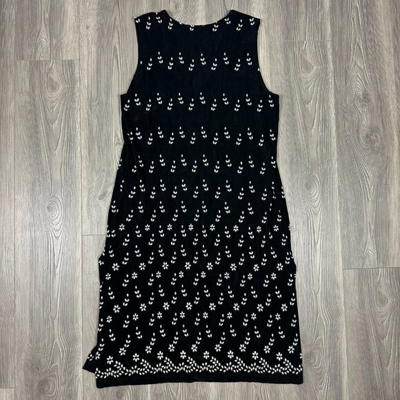 Vintage Softwear by Mark Singer Black Sleeveless Duster Vest with White Pattern - Picture 4 of 7